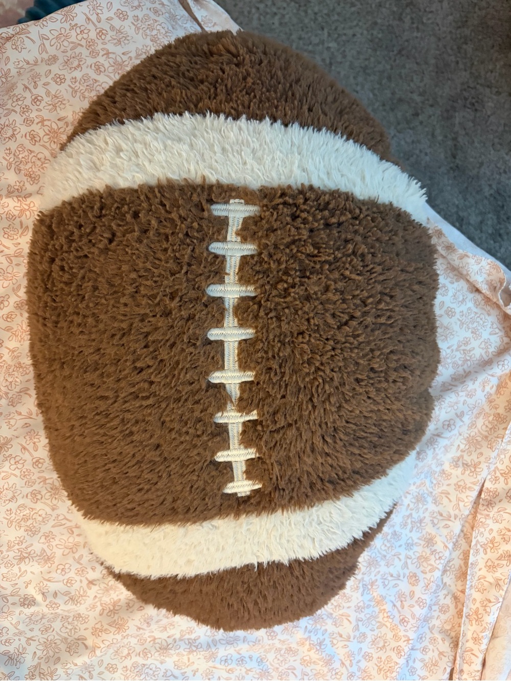 Plush Football Accent Pillow - Brown & White